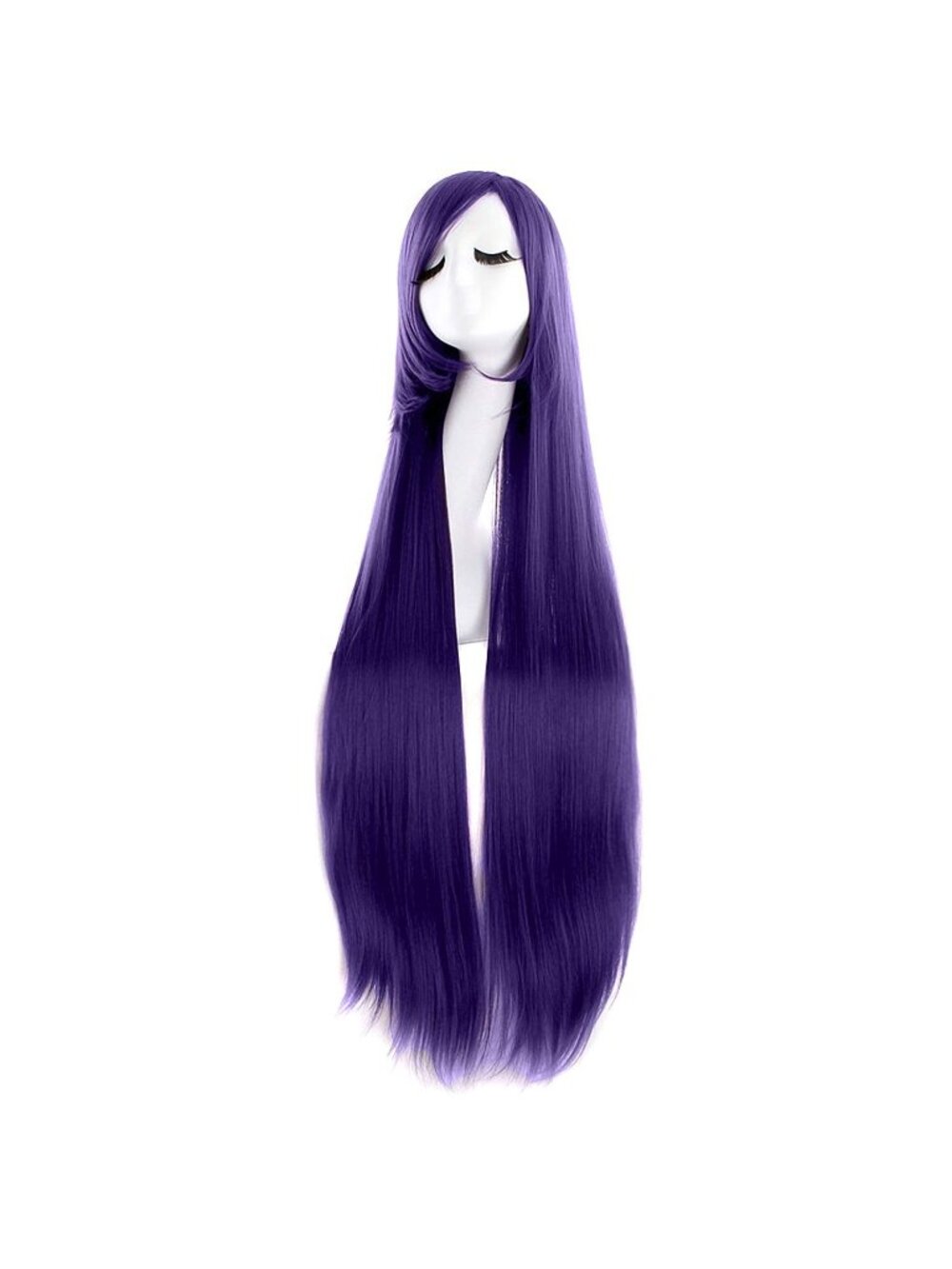Women's Dark Purple 40 Inch Oblique Synthetic Modern Long Straight Wig Bangs